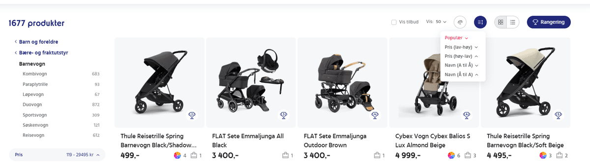 Visning av kategorier