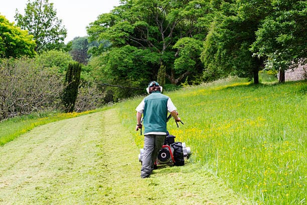 gressklipper bratt terreng: gressklipper i en skråning